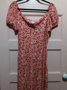 B.O.G. Collective Spring 2022 Red Floral Scoop-Neck Midi Laurel Dress
